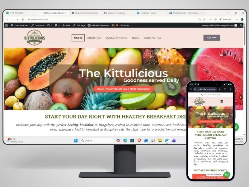 The Kittulicious fruit bowl delivery website design