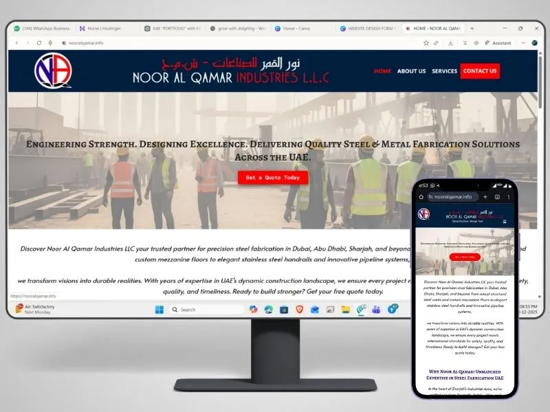 Noor Al Qamar fabrication company website design
